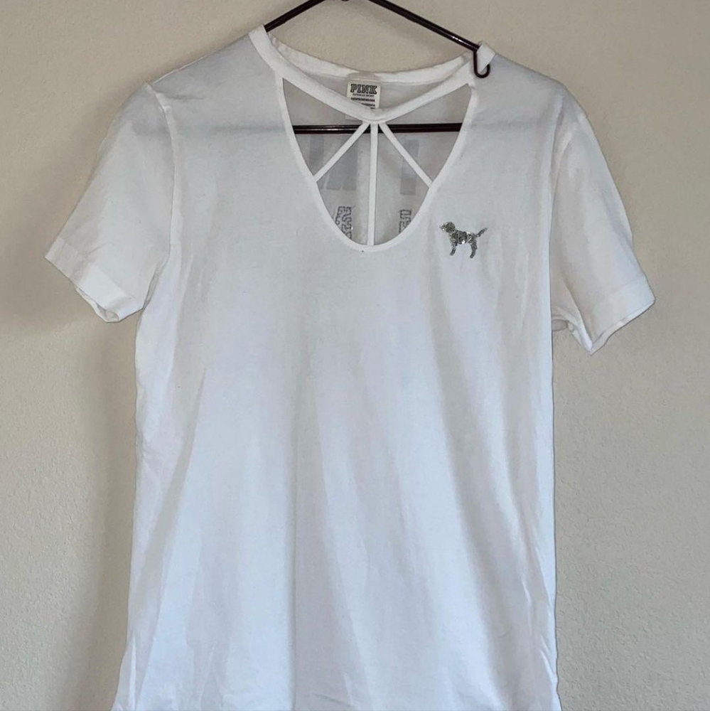 White PINK shirt with sparkles